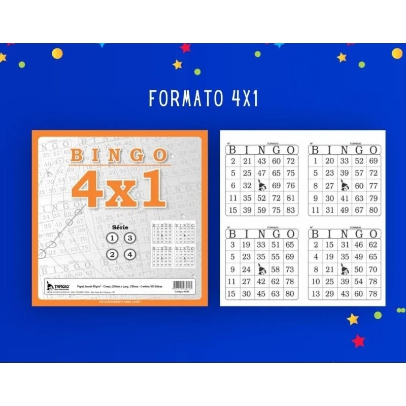 9 Blocos de Bingo  4x1 (900 Cartelas)