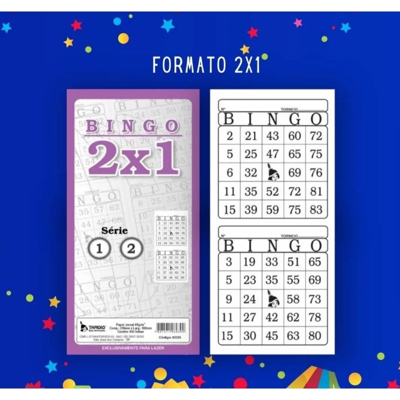 6 Blocos de Bingo 2x1 (600 Cartelas)
