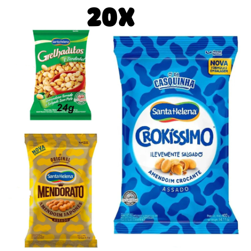 Kit 20 unidades Amendoim Santa Helena - 24g cada. em Oferta na Shopee