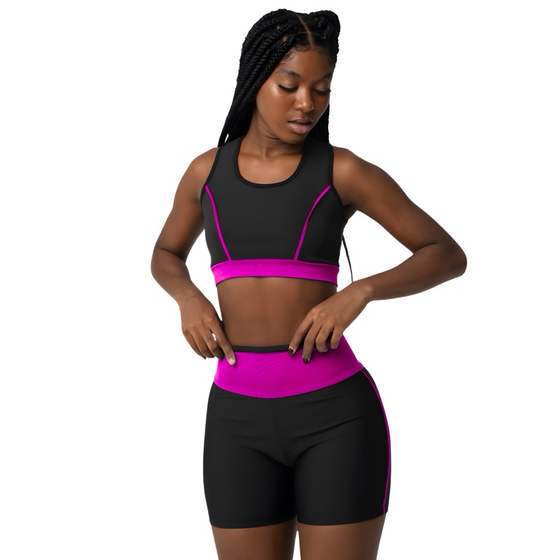Conjunto de Academia feminino Top e Short Ciclista Suplex Premium fitness Zero Transparência