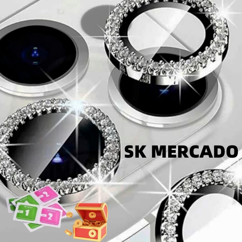 Kit Película Lente Câmera Brilho Diamante iPhone XR/11/12/13/14/15 Plus/15 Pro Max em Oferta na Shopee