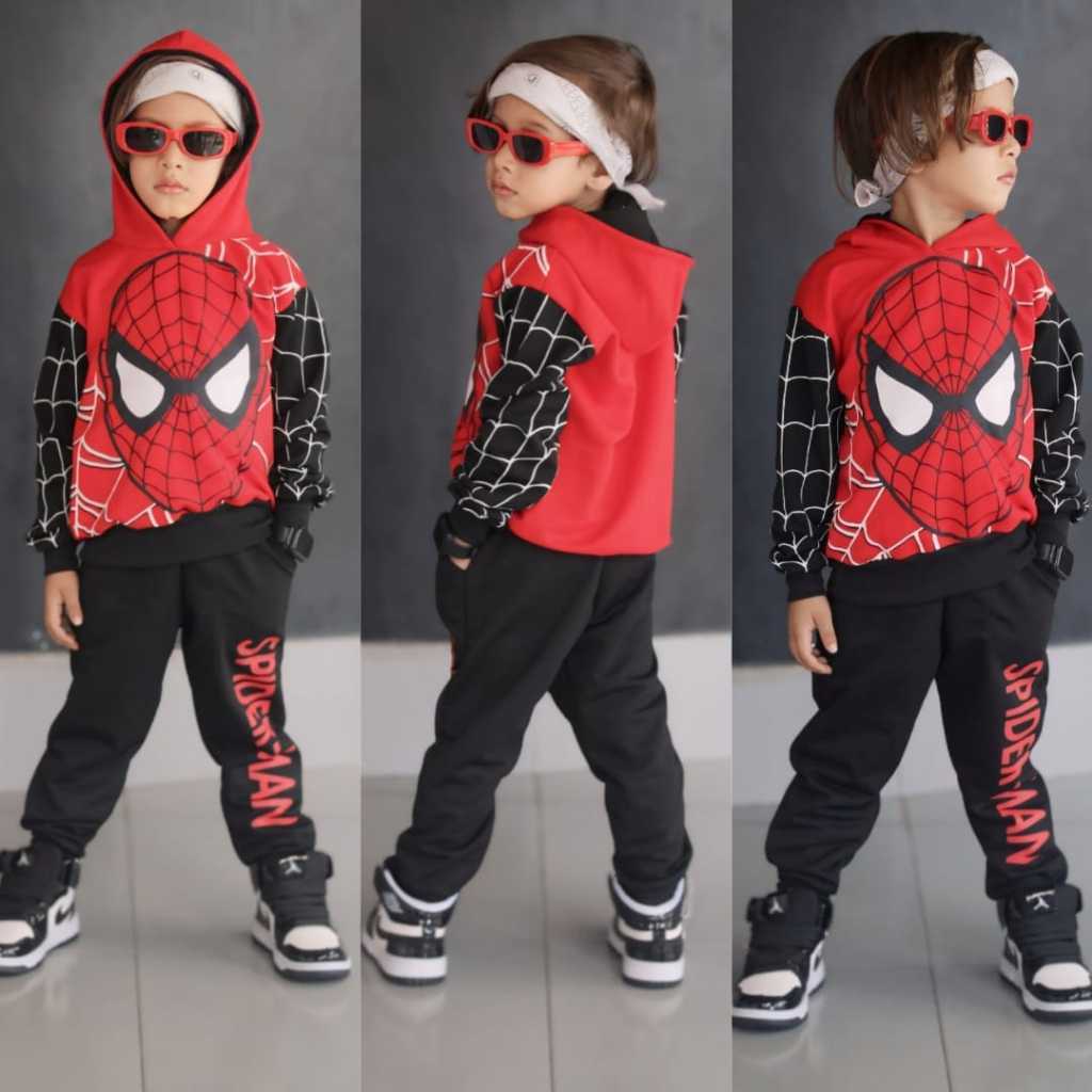 Conjunto De Inverno do Homem Aranha Casaco e Calça e Capuz Frio em Oferta na Shopee