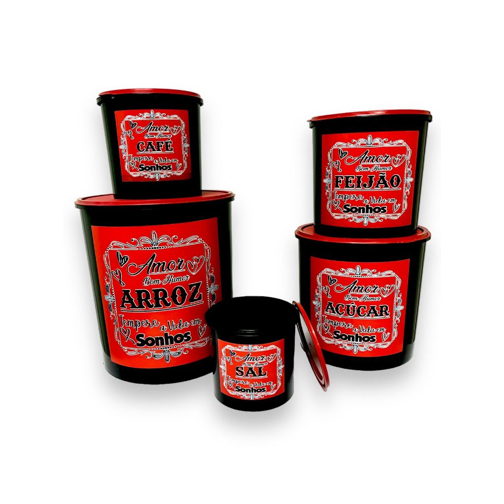 jogo mantimentos 5 peças para cozinha kit  de lata potes de armazenamentos de alimentos porta mantimento