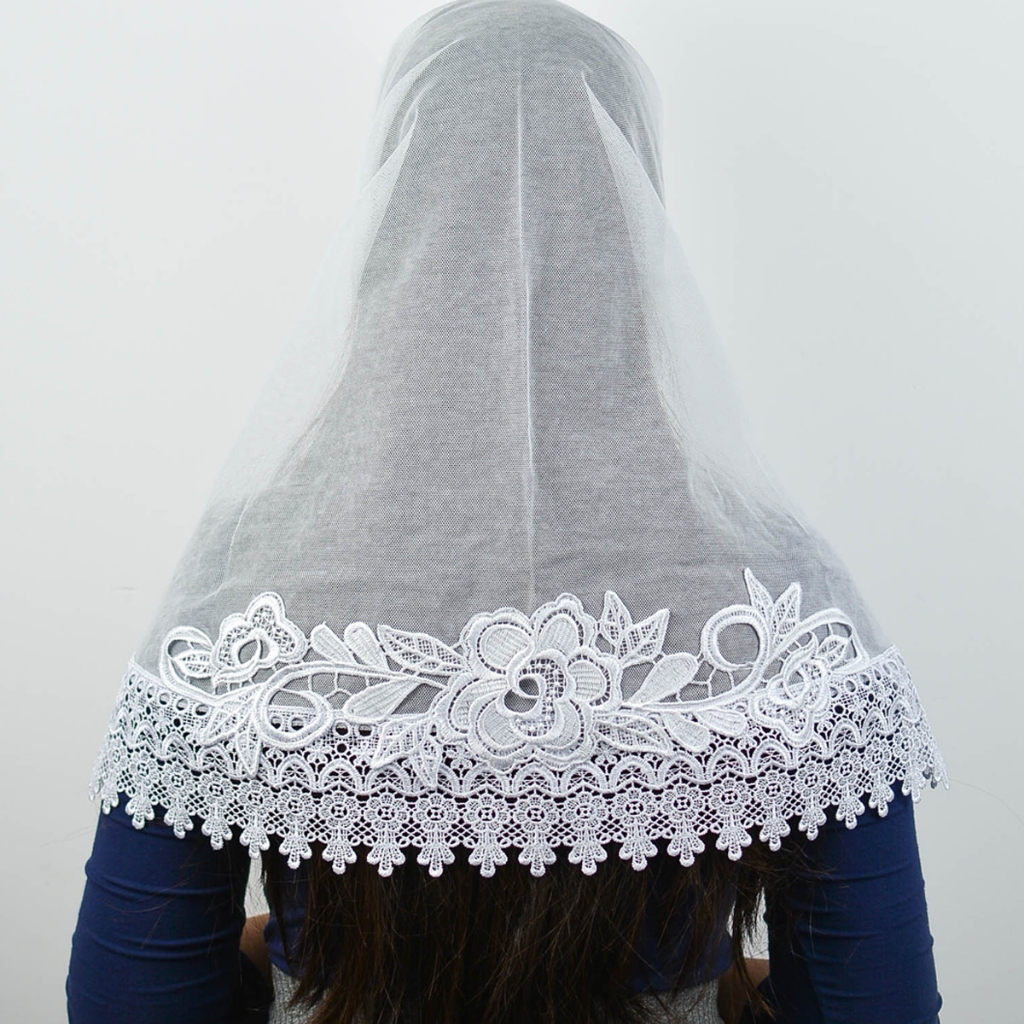 Véu Ccb Luxo Adulto Renda Larga Com Aplique Floral (Sandra) em Oferta na Shopee