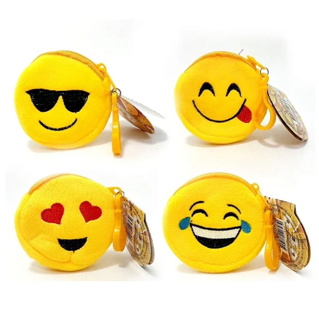 Kit 12 Porta Moeda com anilha de chaveiros Emoji bolsa de chaves 8cm Kit 12 Porta Moeda com anilha de chaveiros Emoji bolsa de chaves 8cm