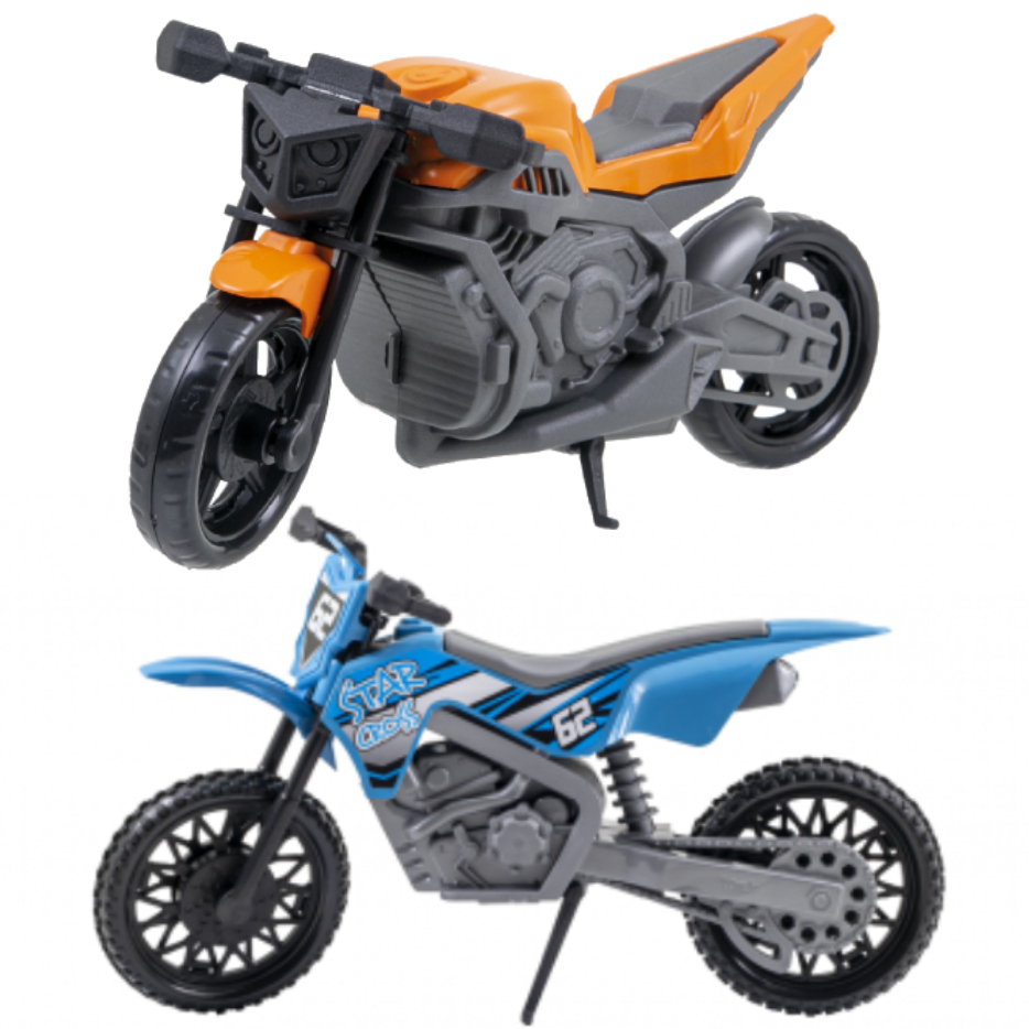 2 Motos Modelos Cross e Esportiva Brinquedos Cheios de Detalhes - 18cm Cada Moto Certificado inmetro em Oferta na Shopee