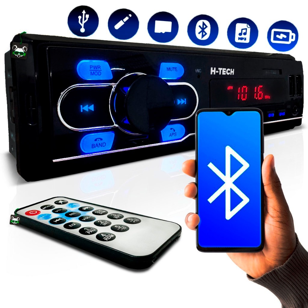 Rádio Automotivo Mp3 Player 1 Din Sd Bluetooth 2 Entradas USB - Spare Parts and Accessories for Vehicles