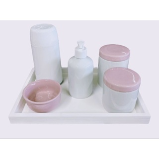 kit Bebê Saboneteira Líquida, Garrafa Térmica, Porta Algodão, Cotonete, Molhadeira. em Oferta na Shopee