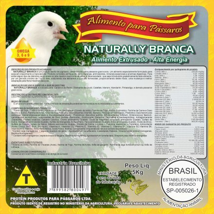 Ração Extrusada Naturally Branca-5kg Canários Premium PROMOÇÃO em Oferta na Shopee