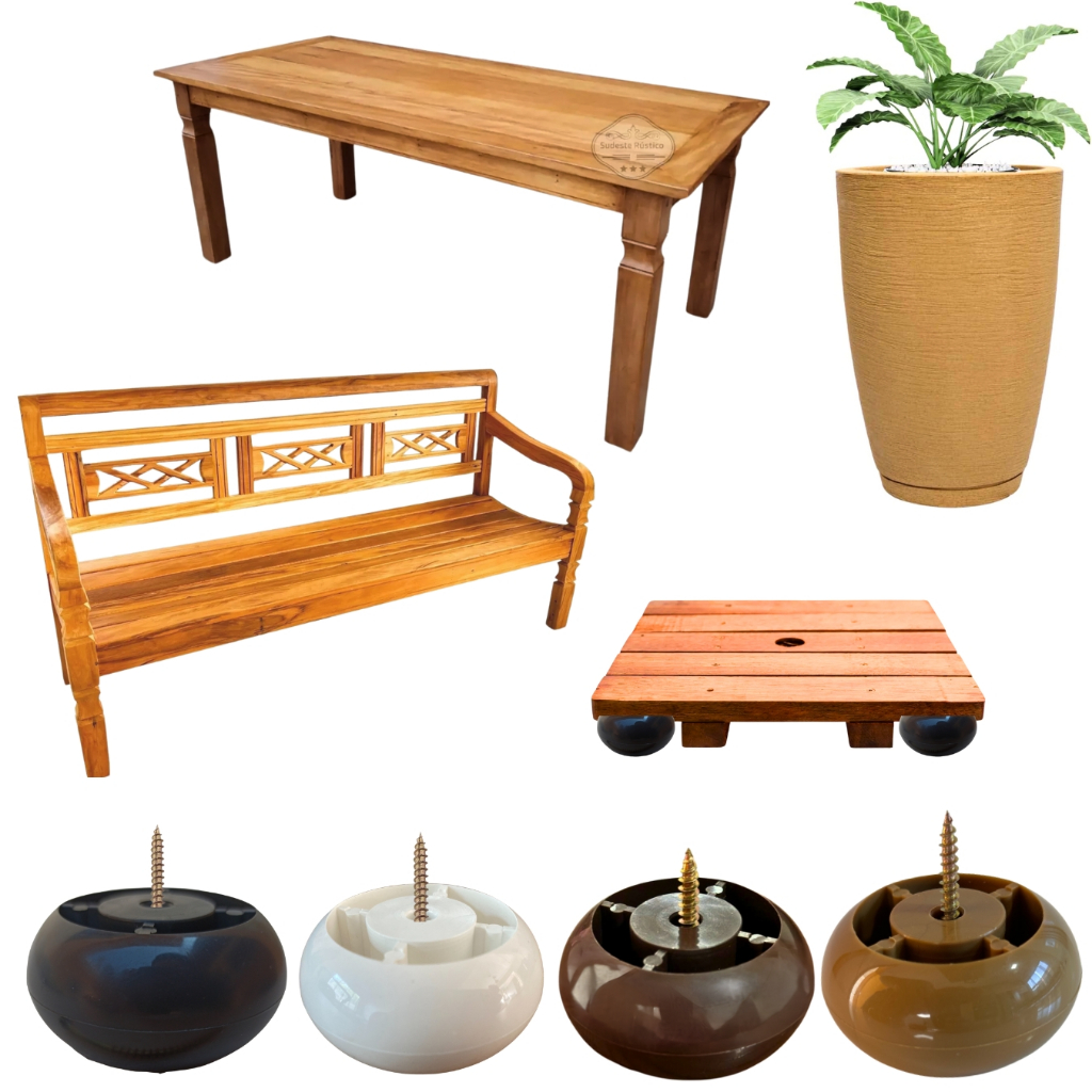 Kit 12 Pés Para Moveis e Pe Para Mesa, Armário, Bancos de Madeira Pesado 3cm Reforçado em Oferta na Shopee