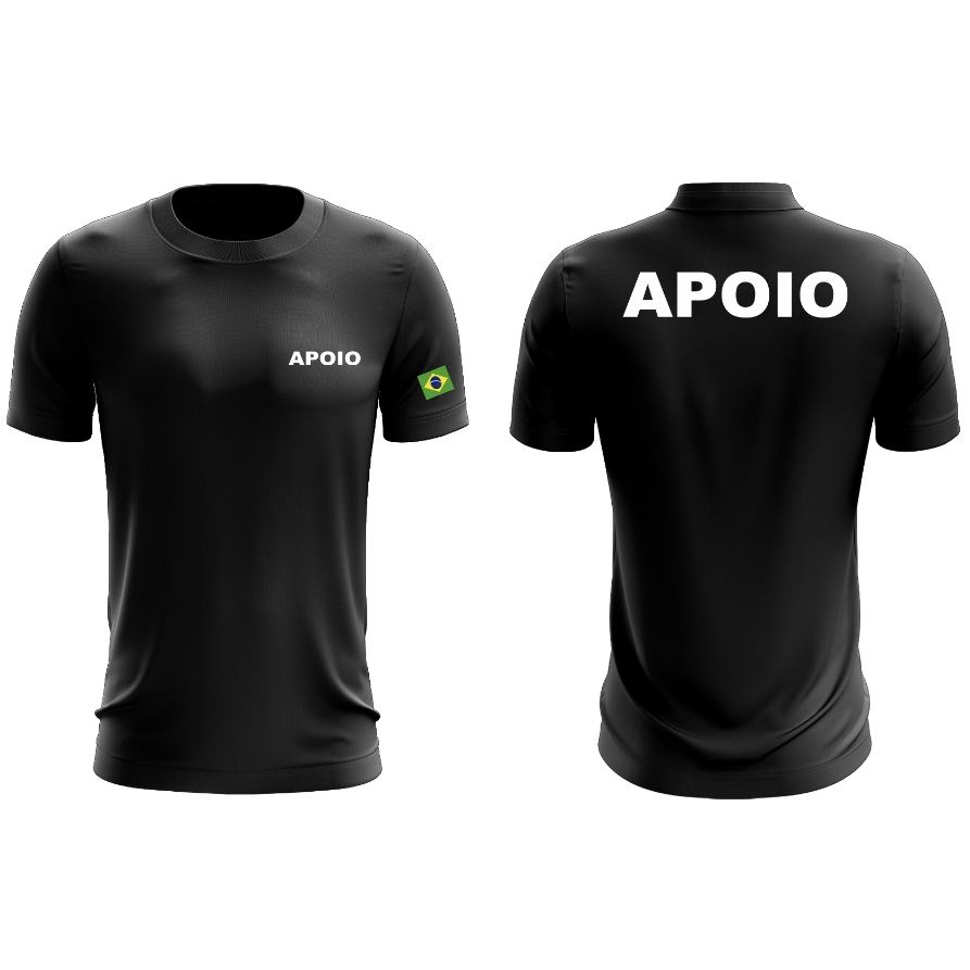 Camiseta  Uniforme Profissional Empresa de Apoio Fardamento Farda Camisa Manga Curta Preta Logo