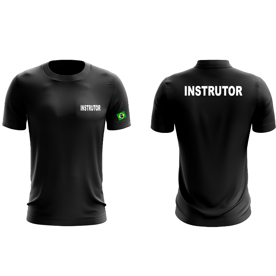 Camiseta  Uniforme Profissional Empresa de Instrutor Fardamento Farda Camisa Manga Curta Preta Logo