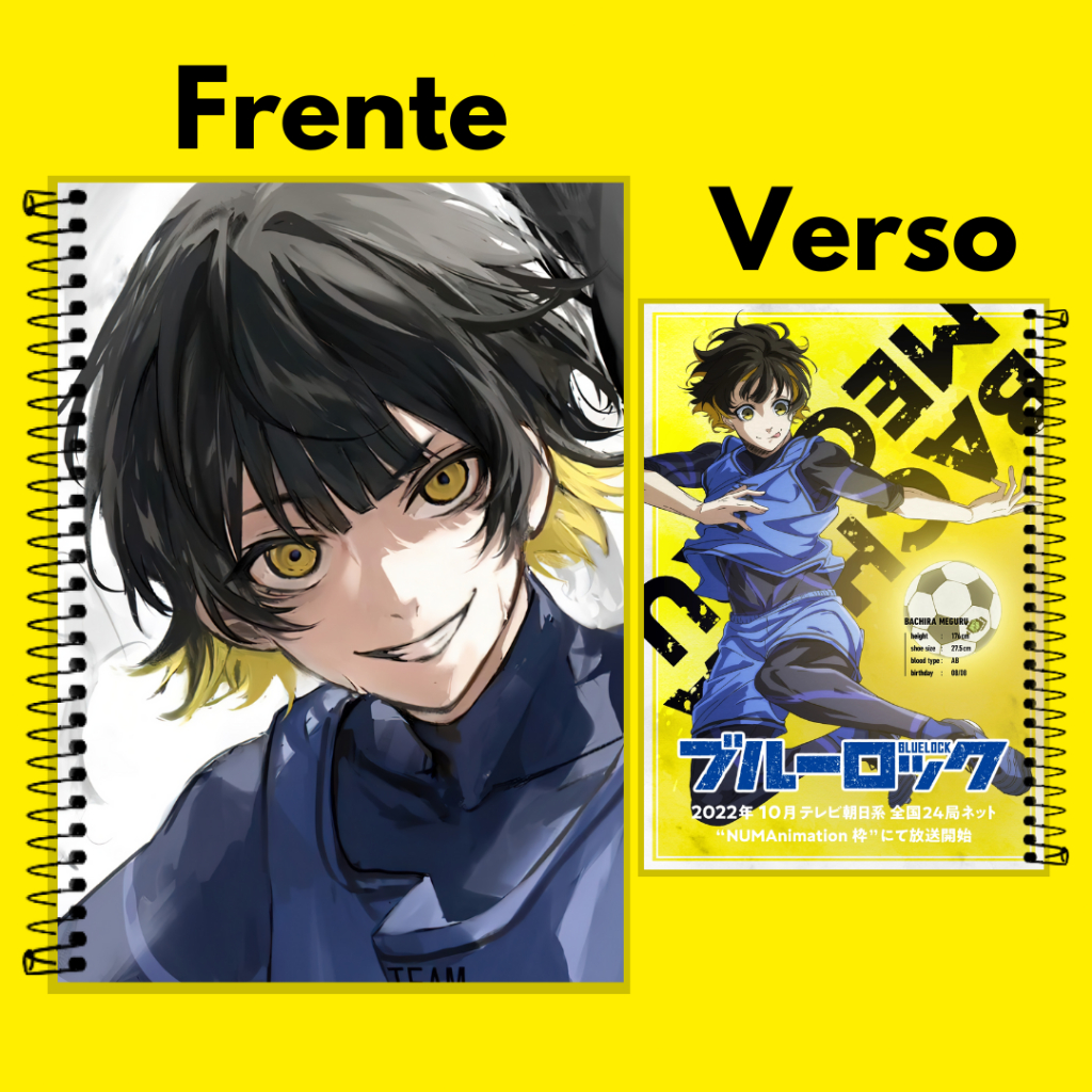 Caderno Personalizado BLUE LOCK Anime - 1, 10, 15 e 20 Matérias.