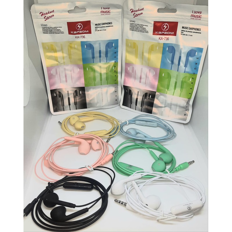 Kit Fone De Ouvido Com Fio E Microfone Colorido Ou Preto P2 1 A 3 Unidades