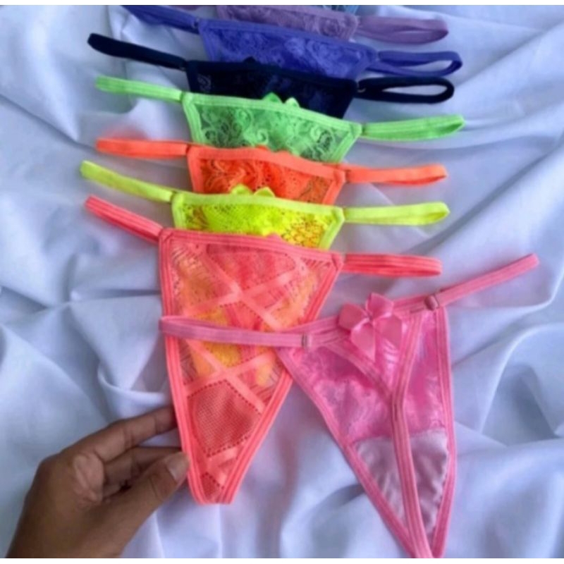 kit com 10 calcinha /tanga rendada com regulagem REF TALITA