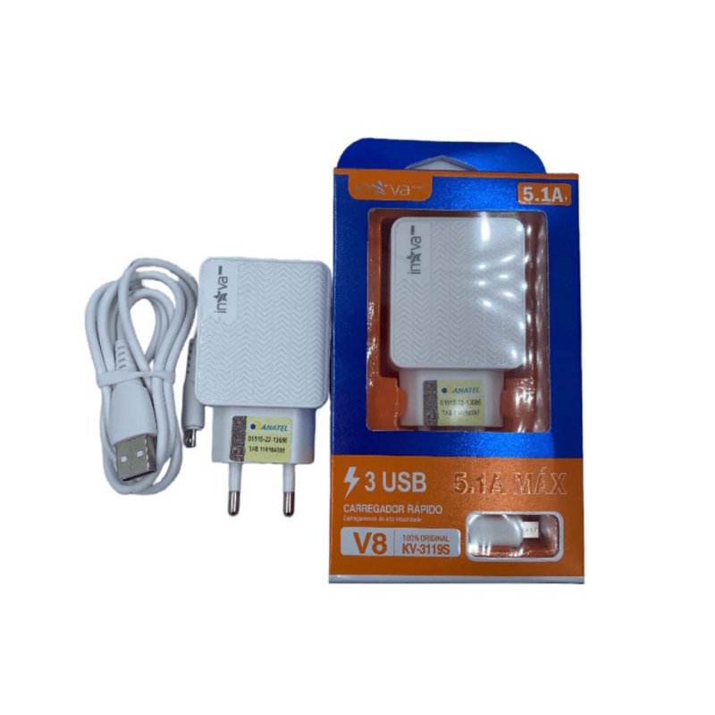 Carregador Turbo V8 Carga Rápida 5.1 a Original Inova Android em Oferta na Shopee