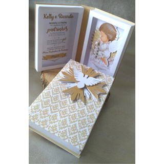 Caixa convite batismo ou consagração padrinhos caixa anjinho espírito santo - informar cor no chat em Oferta na Shopee