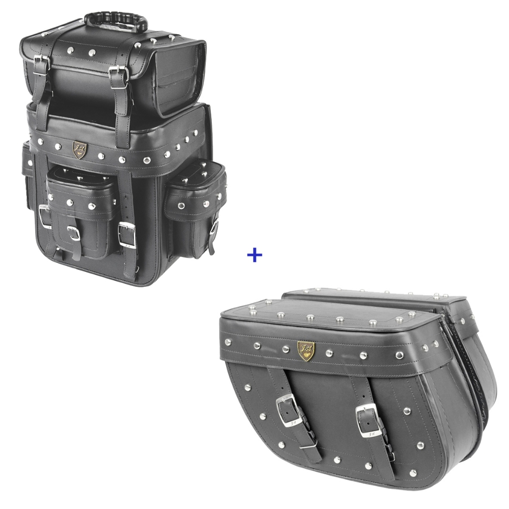 kit de alforges 32 litros cravo com bolsa traseira 32 litros cravo para motos 50 cvv a 1200 cv pra todos motos custom