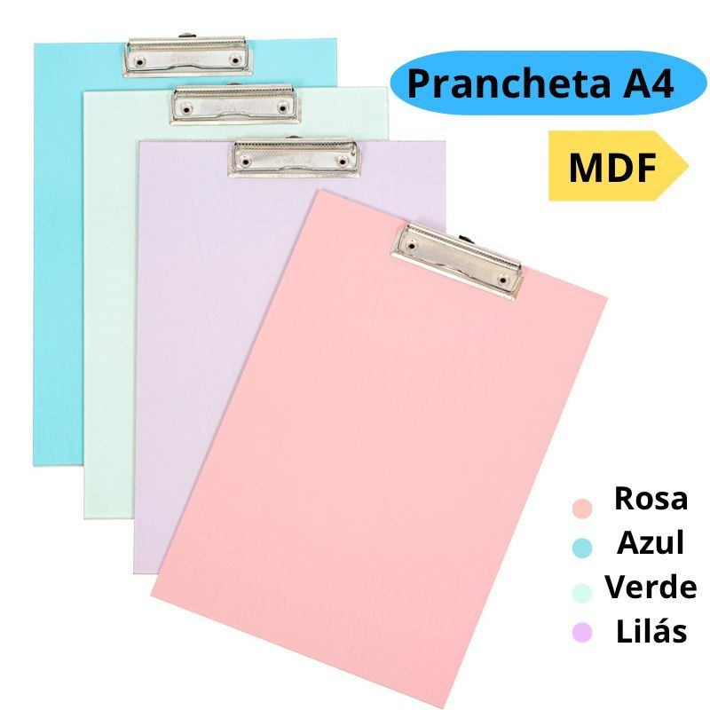 Prancheta A4 Colorida Mdf Com Oficio Prendedor De Metal Eficiente 33cm x 23cm Stalo em Oferta na Shopee