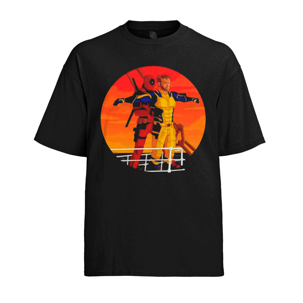 Camiseta Algodão Unissex Tshirt Deadpool e Wolverine no Titanic