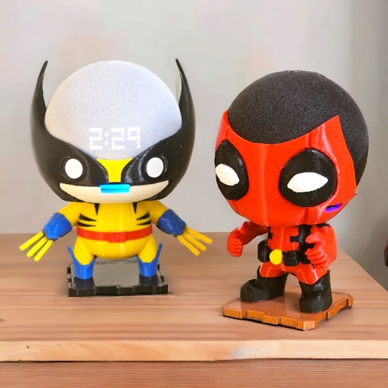 Suporte Alexa Echo Dot 4 e Echo Dot 5 Deadpool OU Wolverine decoração, escultura, miniatur...