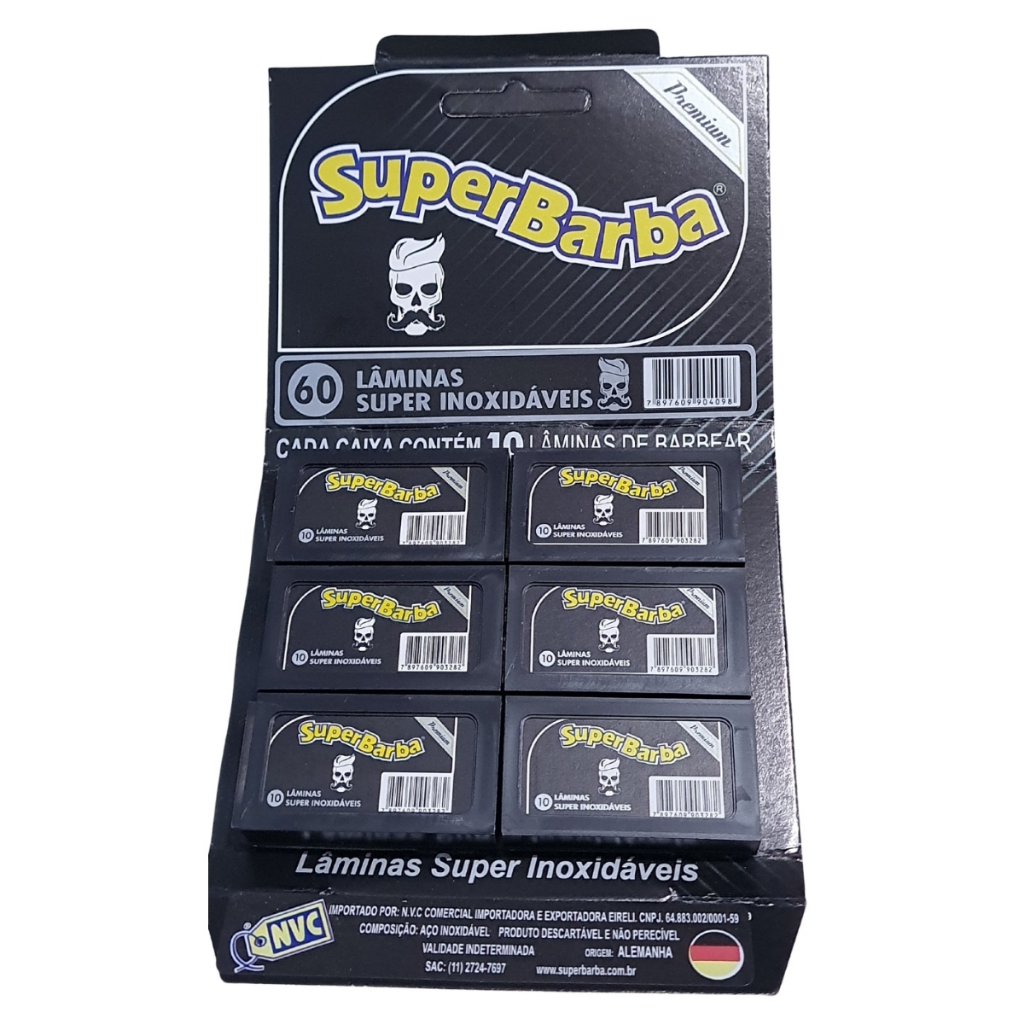 Lâmina Barbear Super Barba Black com 60 unidades Kit para Barbearia e uso diário Laminas Afiadas e corte Preciso