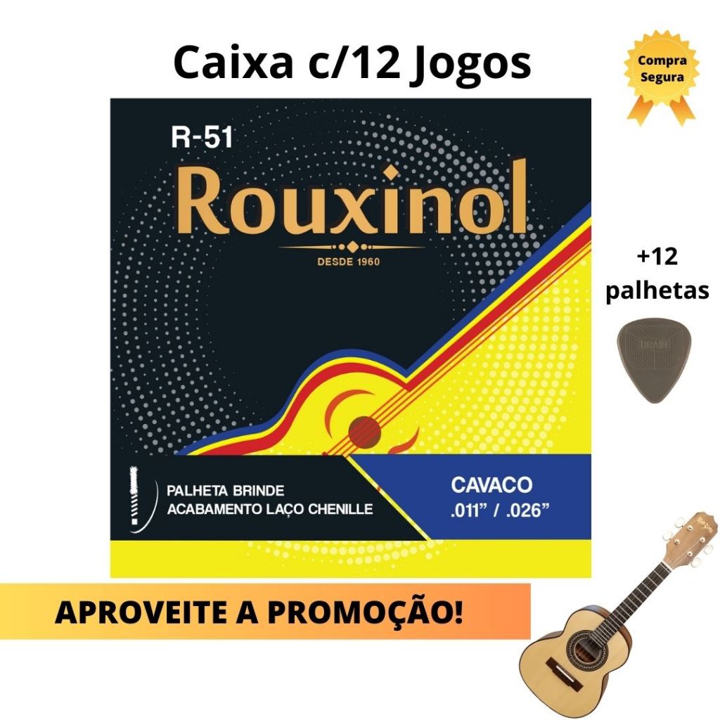 Cordas de Aço para Cavaquinho Cavaco Encordoamento - Kit Caixa com 12 jogos R51