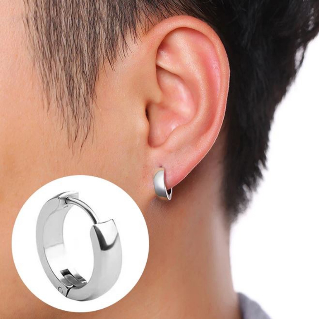 Par De Brincos Argola Aço Cirúrgico Prata Masculino Feminino em Oferta na Shopee