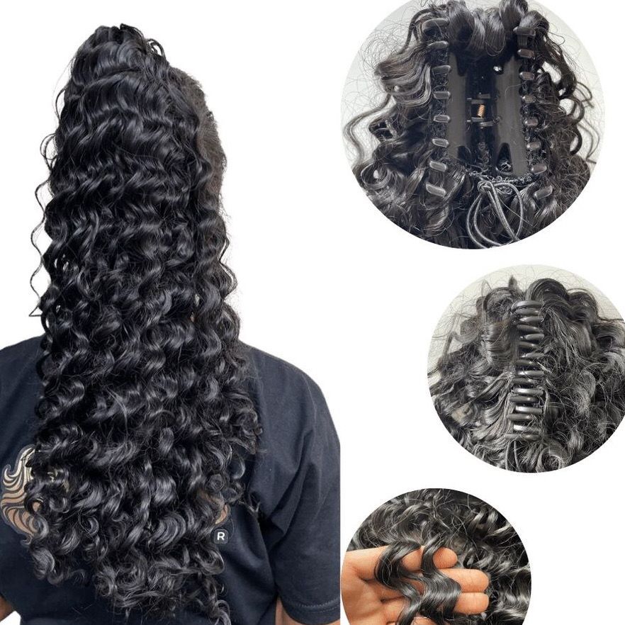 Rabo de Cavalo Com Piranha Cacheado Orgânico Volumoso marca weng em Oferta na Shopee