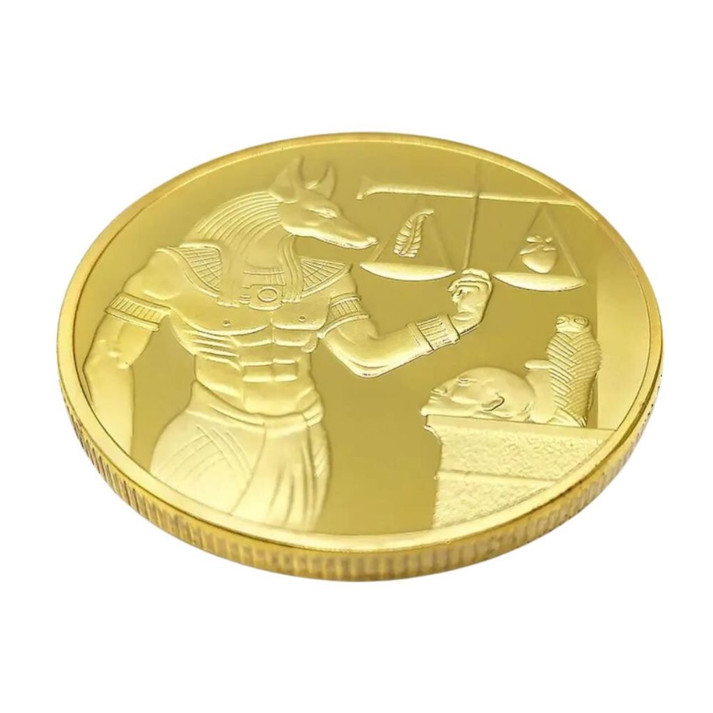 Moeda Comemorativa Banhada A Ouro Egito Anubis