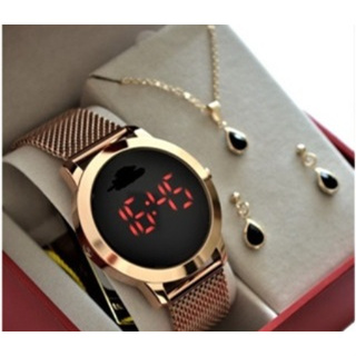 Relogio Feminino Digital Rose Magnetica C/ Brinco e corrente 3242 em Oferta na Shopee