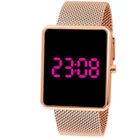 Relogo Feminio Digital Luxo dourado rose 2342 em Oferta na Shopee