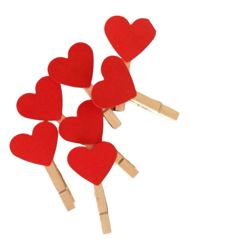 Mini Prendedores  Decorativos Coração com Corda - 12 unidades