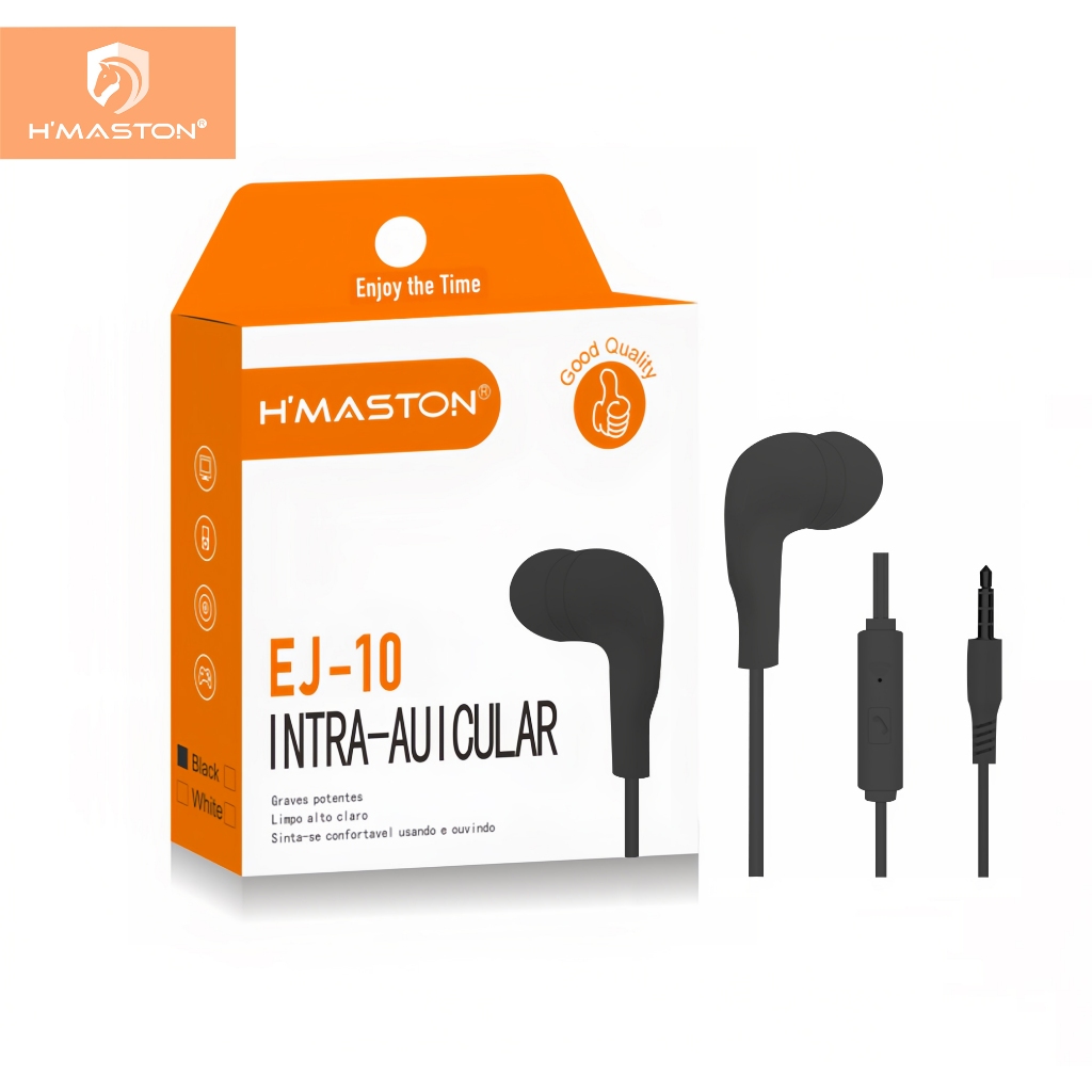 H'maston EJ-10  Fone De Ouvido 3.5mm Com Fio Intra-auricular 1,2 metros em Oferta na Shopee