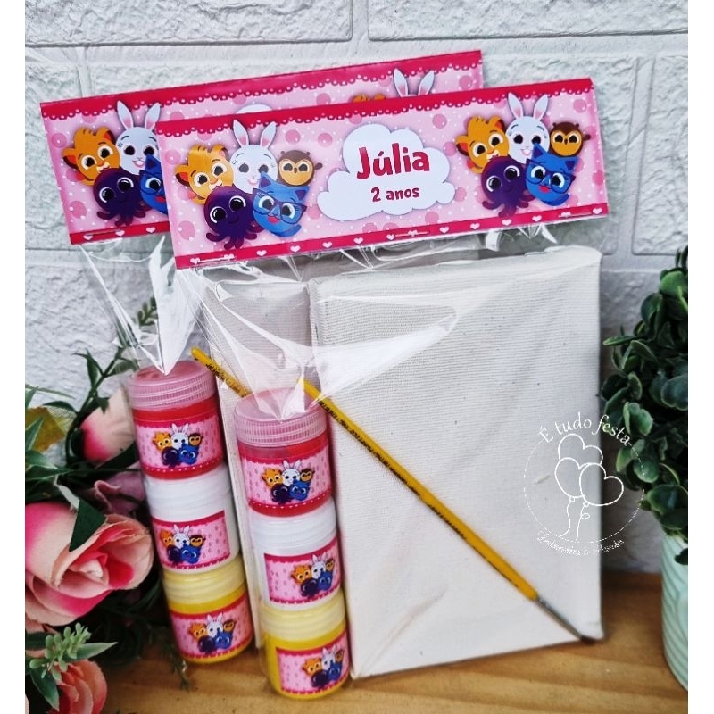 10 Kit Pintura em Tela - Bolofofos Rosa Menina