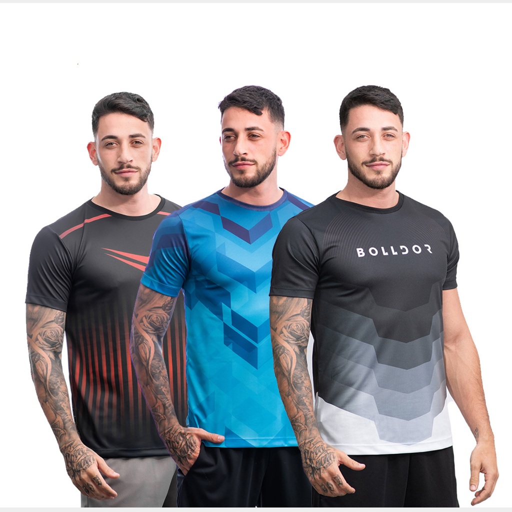 Kit 3 Camisas Dry Fit Masculino Academia Com Proteção UV Camisa Academia Masculino