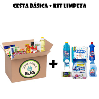 Cesta Básica Completa 9kg 10 Itens + Kit Limpeza Premium Pronta Entrega Oferta em Oferta na Shopee