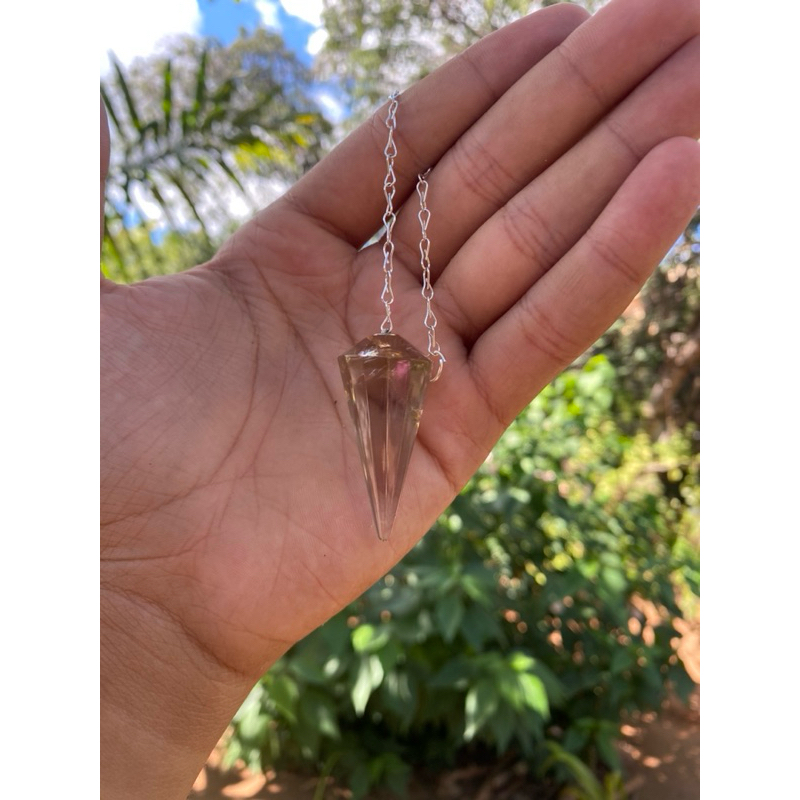 Pêndulo Radiestesia Reiki de Citrino ou Ametrino 4cm