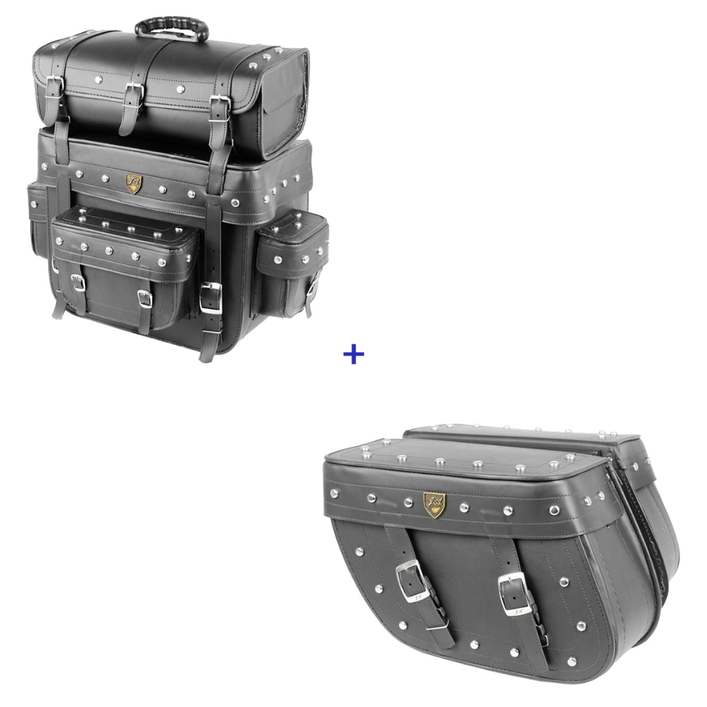 kit de alforge 32 litros com cravo e bolsa traseira 60 litros com cravo para motos acima de 100cc e 1200 cc