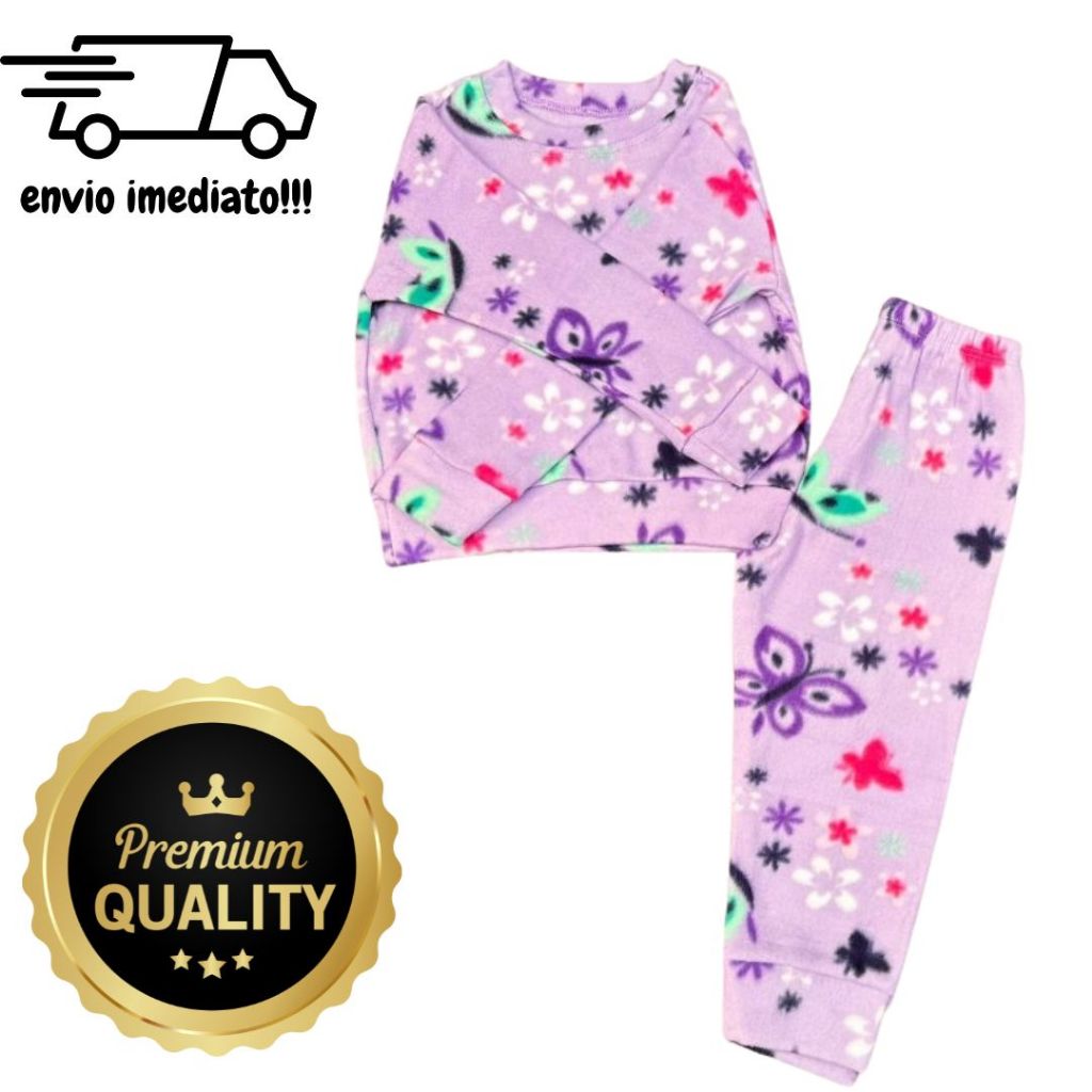 Conjunto pijama infantil soft inverno menina estampas sortidas