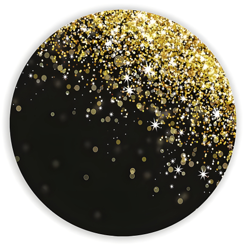 Painel Festa Infantil Redondo Glitter Lateral Dourado e Branco, fundo Preto + Arco, Suporte incluso. Fazemos personalizado com qualquer tema. Confeccionado em Lona fosca, impressão de alta resolução. cenário Circular p/ Decoração