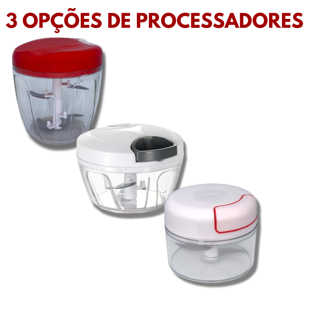 Processador Triturador Manual E Mixer De Alimentos Manual Grande 5 Lâminas 2 em 1, 3 Lâminas, 2 Lâminas Inox 900ml, 500ml Alho Cebola Legumes moedor amassador