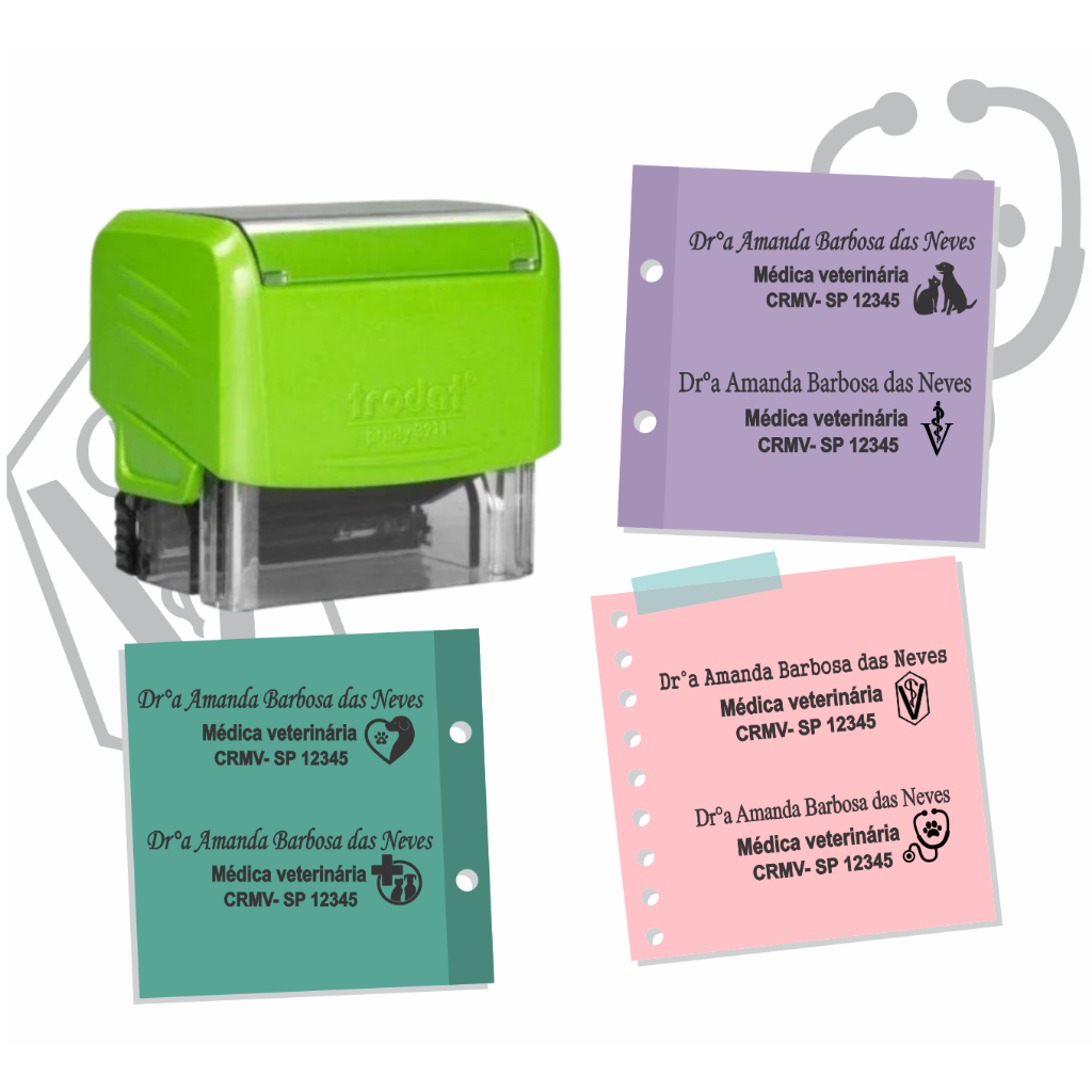 Carimbo Personalizado Médico Veterinário Automático Vários Modelos em Oferta na Shopee