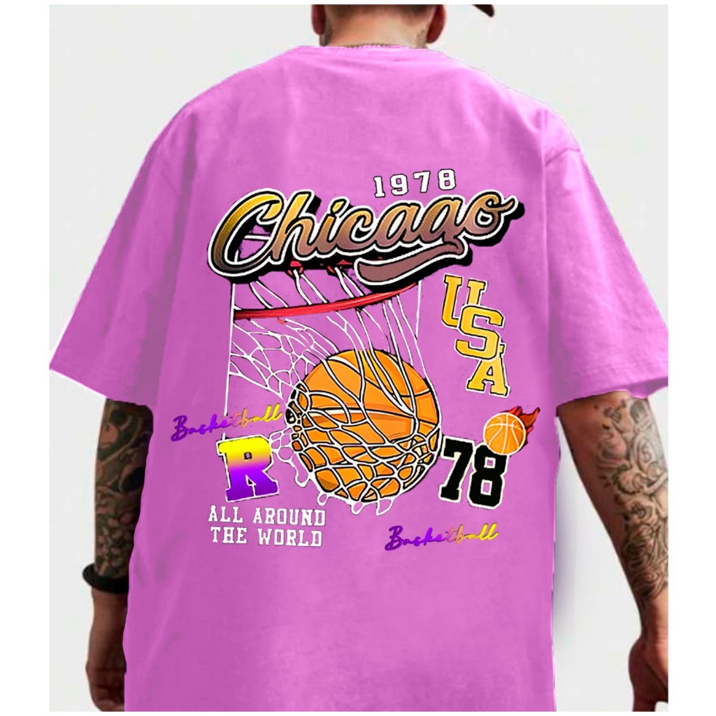 Camiseta Streetwear Básica Chicago Basquete Camisa Masculina Feminina Slim T-SHIRT Algodão