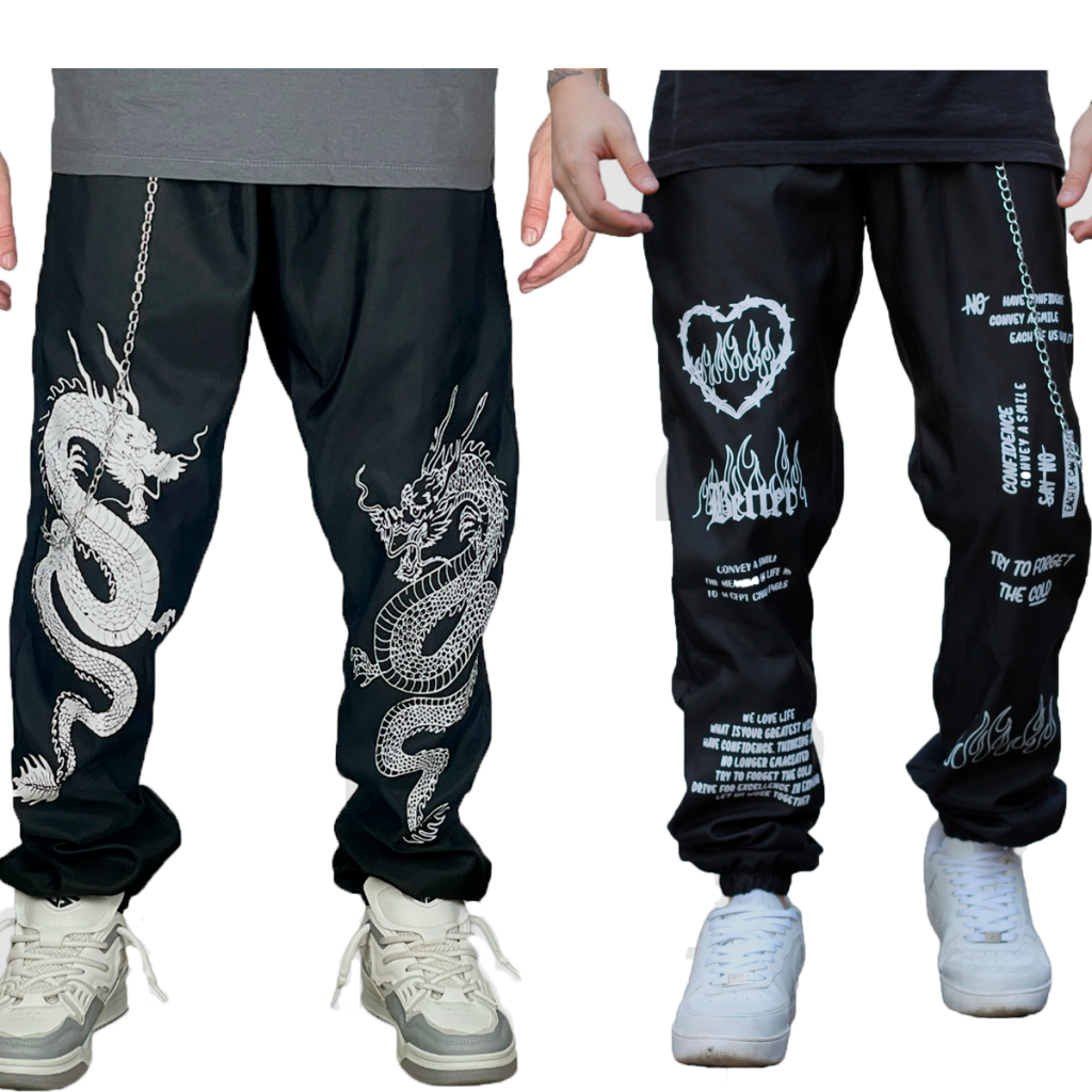 Kit 2 Calça Gringa Estampada  Corta Vento 100% poliester Jogger Corta Vento Modelo Trapper