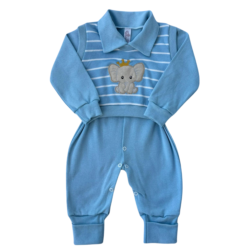 Macacão Longo Masculino com Colete para Recém Nascido - 2 Peças (macacão + colete)