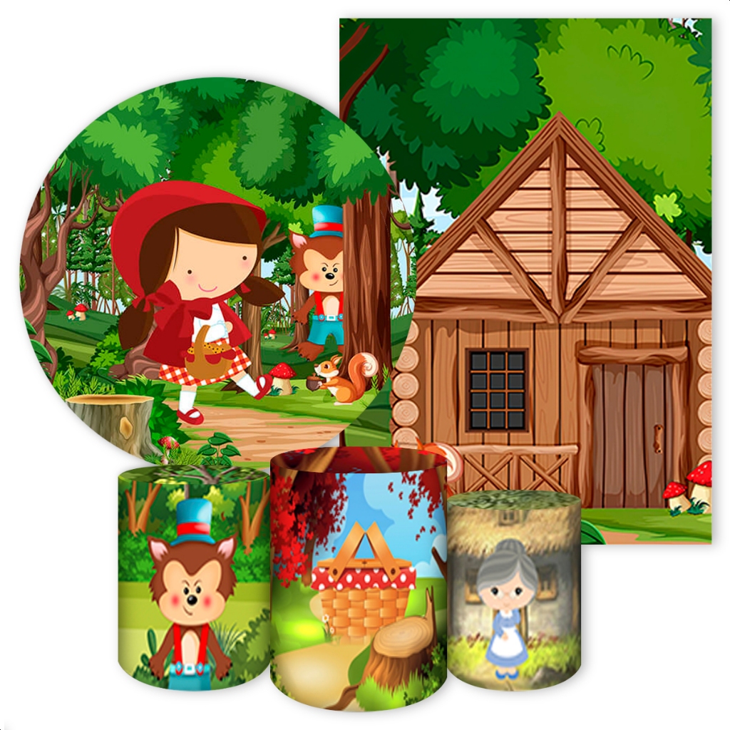 Kit 5 peças Capa Painel + Capa Retangular + Trio Cilindros para Festa Temas Variados 1