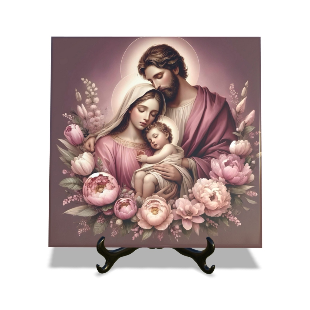 Quadro Azulejo Sagrada Família Vários tamanhos Modelo B decorativo religioso presente católico