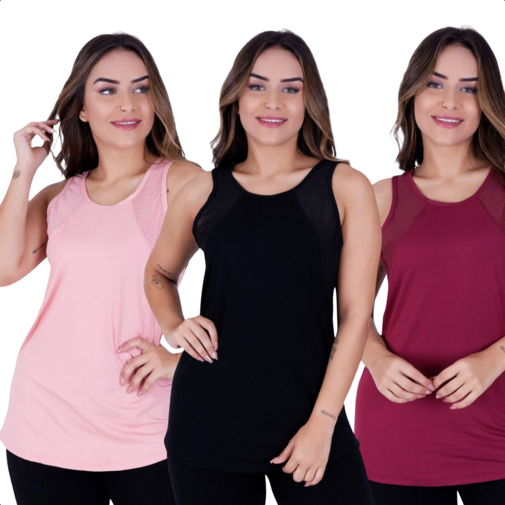 Kit 3 Regata Academia Feminina Blusa Fitness Tapa Bumbum Longa Tela Fitness Camiseta Malhar Moda em Oferta na Shopee