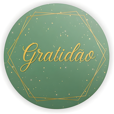 Painel Festa Infantil Redondo Gratidão letras Douradas, Fundo Verde Esmeralda Geométrico + Arco, Suporte incluso. Fazemos personalizado com qualquer tema. Confeccionado em Lona fosca, impressão de alta resolução. cenário Circular p/ Decoração